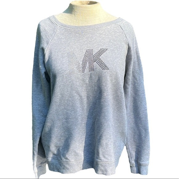 Michael Kors crewneck sweatshirt gray with MK in sequins - Picture 1 of 8